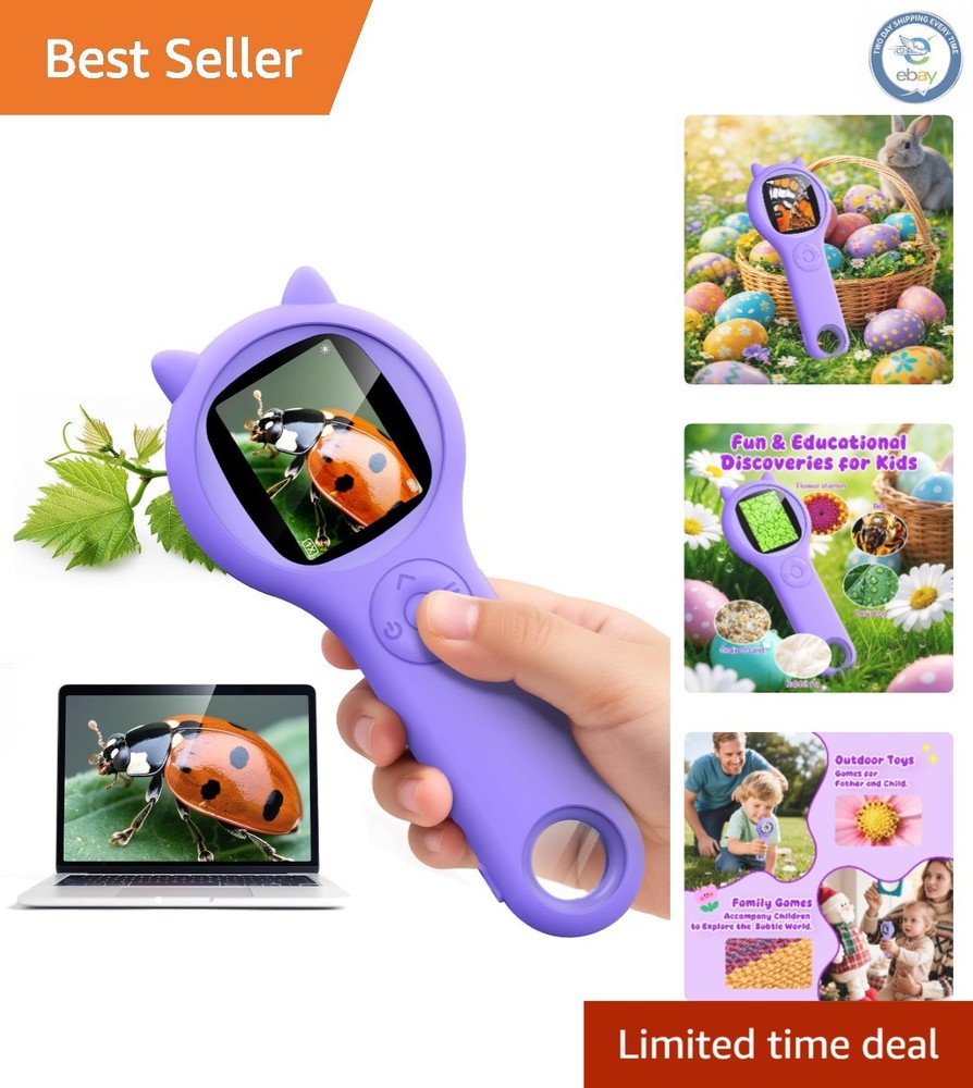 Handheld Kids Microscope - 200x Magnification & 2-Inch IPS Screen for STEM Fun