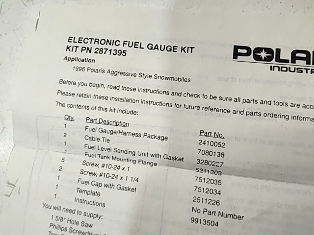Fuel Map - 2000 Polaris NOS