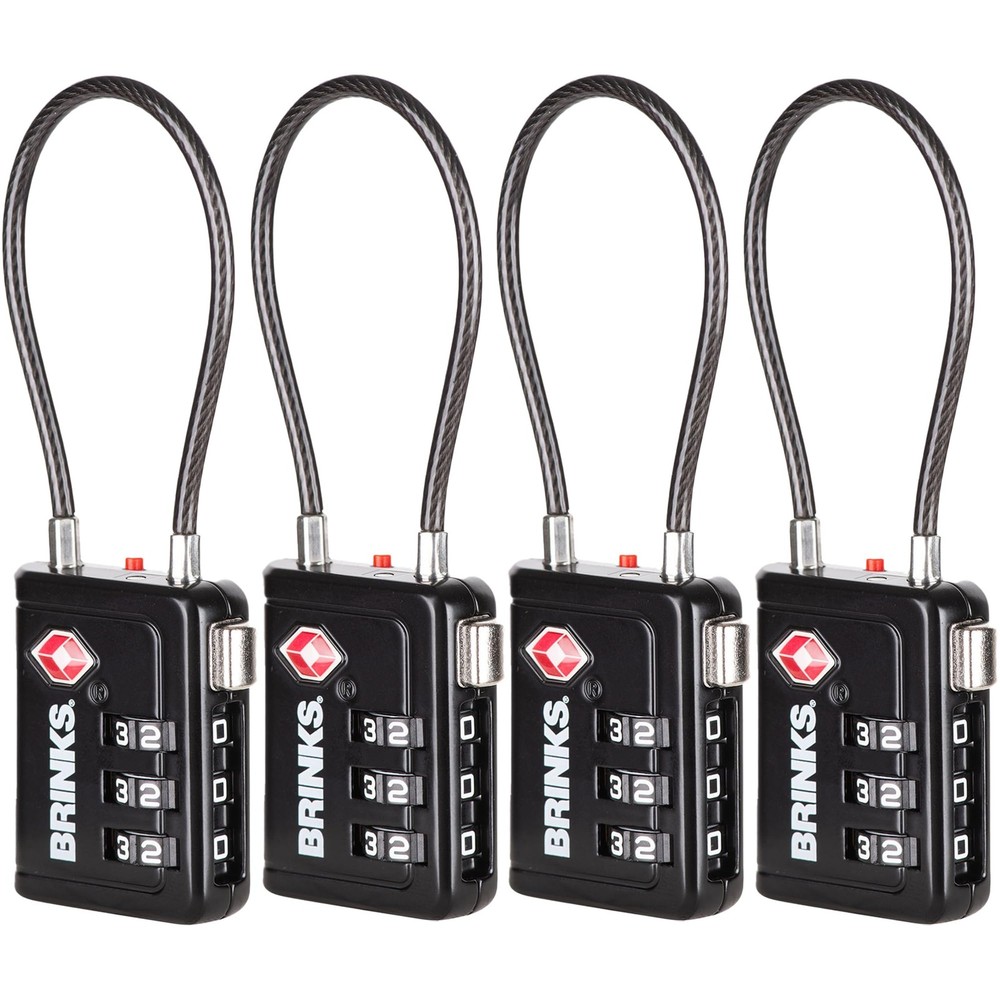 Brinks TSA Accepted Indicator Luggage Lock, Black  Resettable 3Dial Combinati...