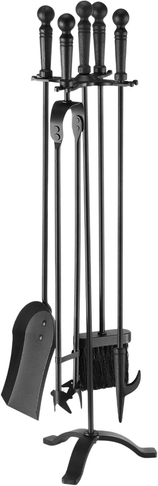 OGL 5 Pcs Fireplace Tools Sets, Firepit Poker Toolset with Accessories Include T