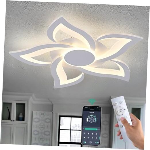Ceiling Light Fixture, White Flush Mount Ceiling Lights for Bedroom, 24"-White