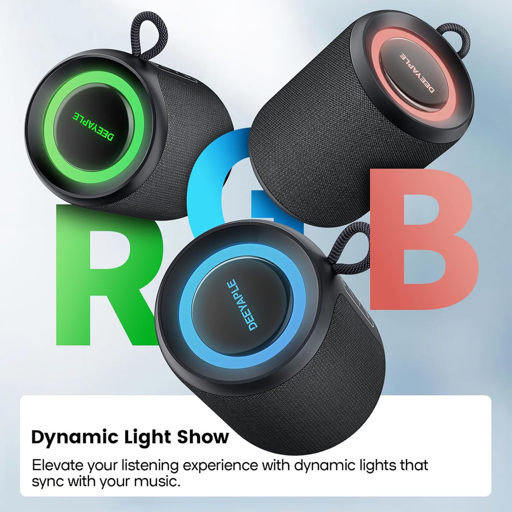 Bluetooth Speaker Wireless,Ip67 Waterproof & Dustproof Portable Speaker with Lig