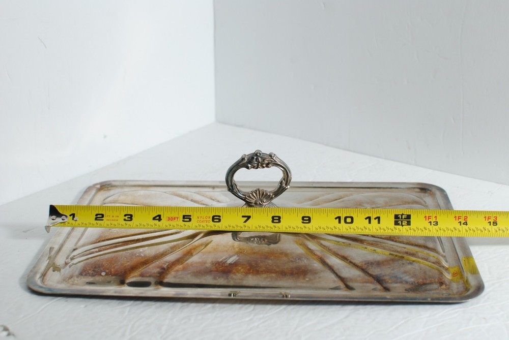 Vintage Silver Plated Footed Rectangular Casserole Serving Tray with Lid 14.25