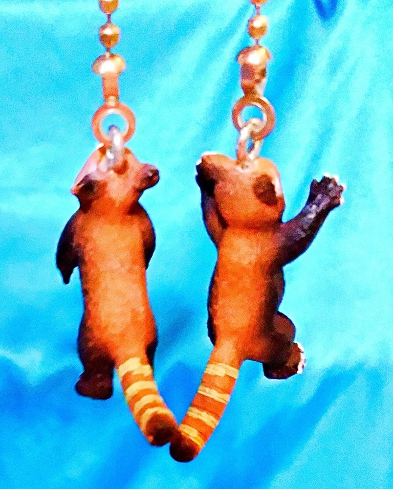 Set of Two ~ RED PANDA Resin Standing Zoo ~ Ceiling Fan Pulls