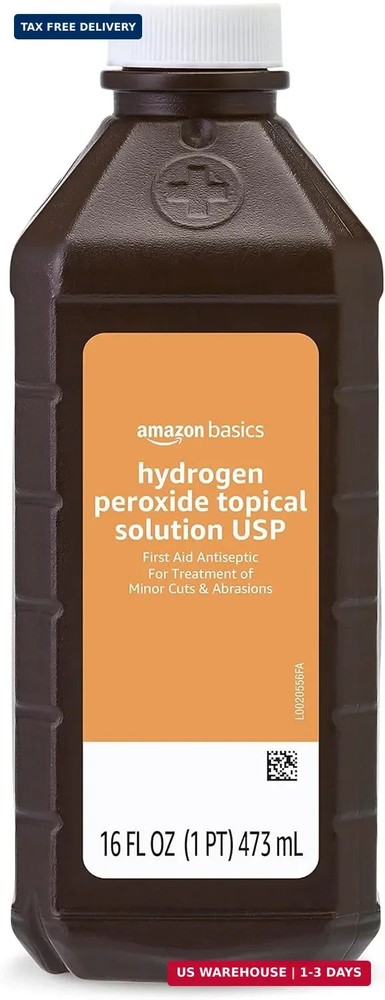 Amazon Basics - Hydrogen Peroxide Topical Solution USP, 16 fl oz (Pack of 12) (P