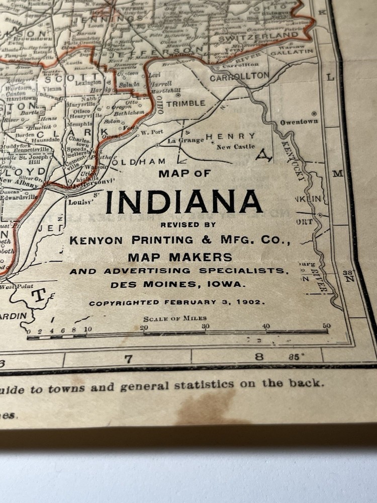 1902 Foldout Picket Map Indiana Kenyon Map Makers