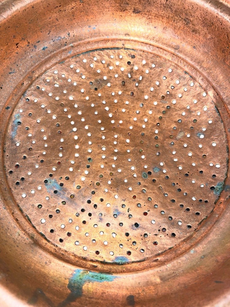 Vintage Antique 10” Copper Colander sieve strainer