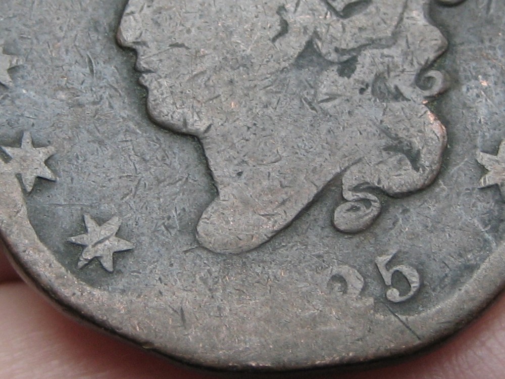1825 Matron Head Large Cent Penny, About Good Details