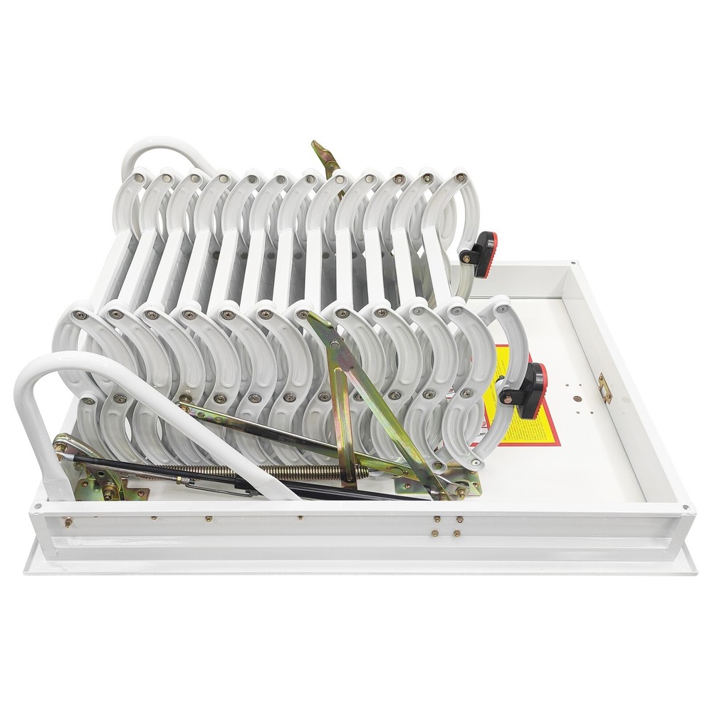 9.8ft Hidden Telescopic Folding Ladder White Attic Pull Down Ceiling stairs