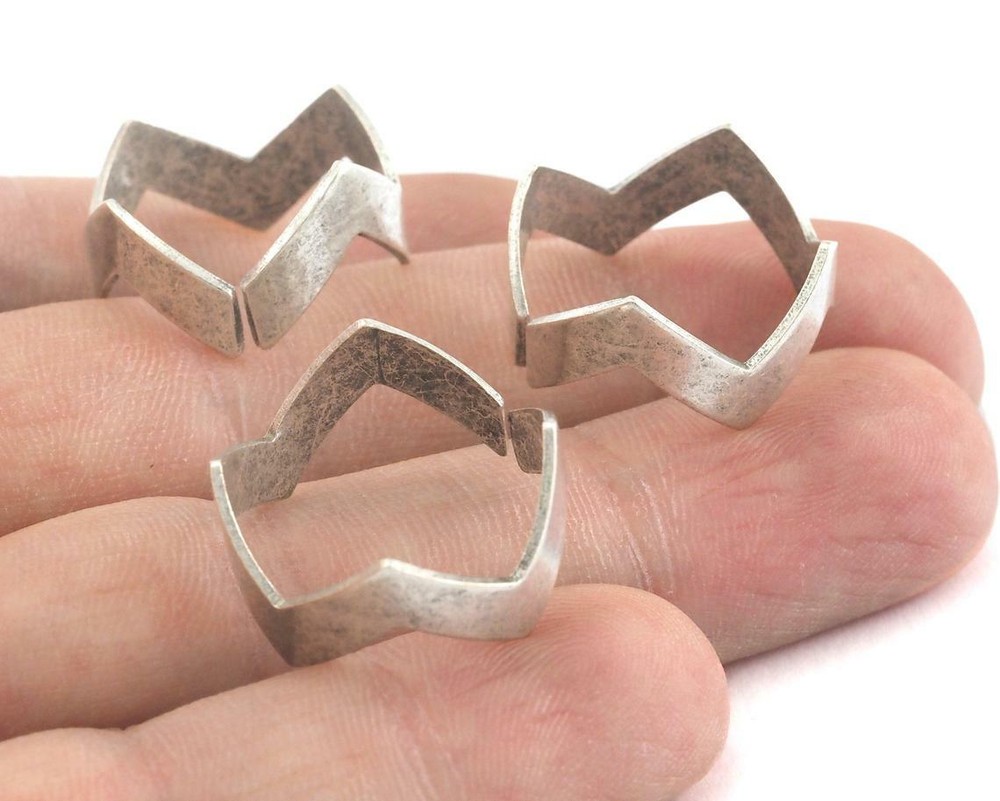 2PCS Zigzag Ring antique silver brass adjustable chevron knuckles 9US