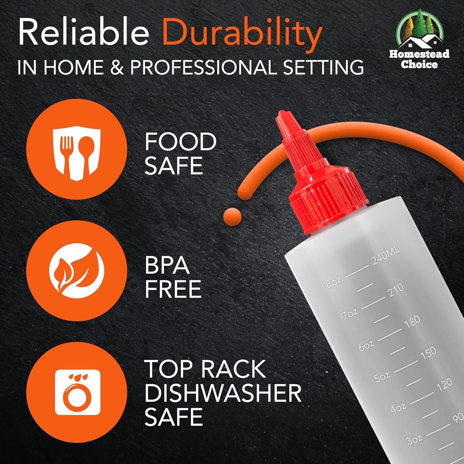 6-pack Plastic Squeeze Bottles for Sauces - 8oz Condiment Squeeze Bottles for...