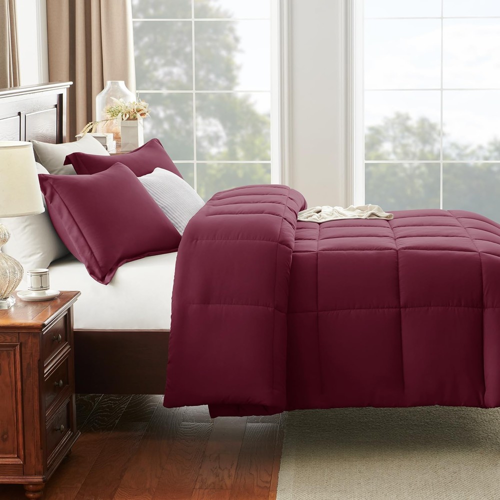 CozyLux Full Size Comforter Sets - Burgundy Full,