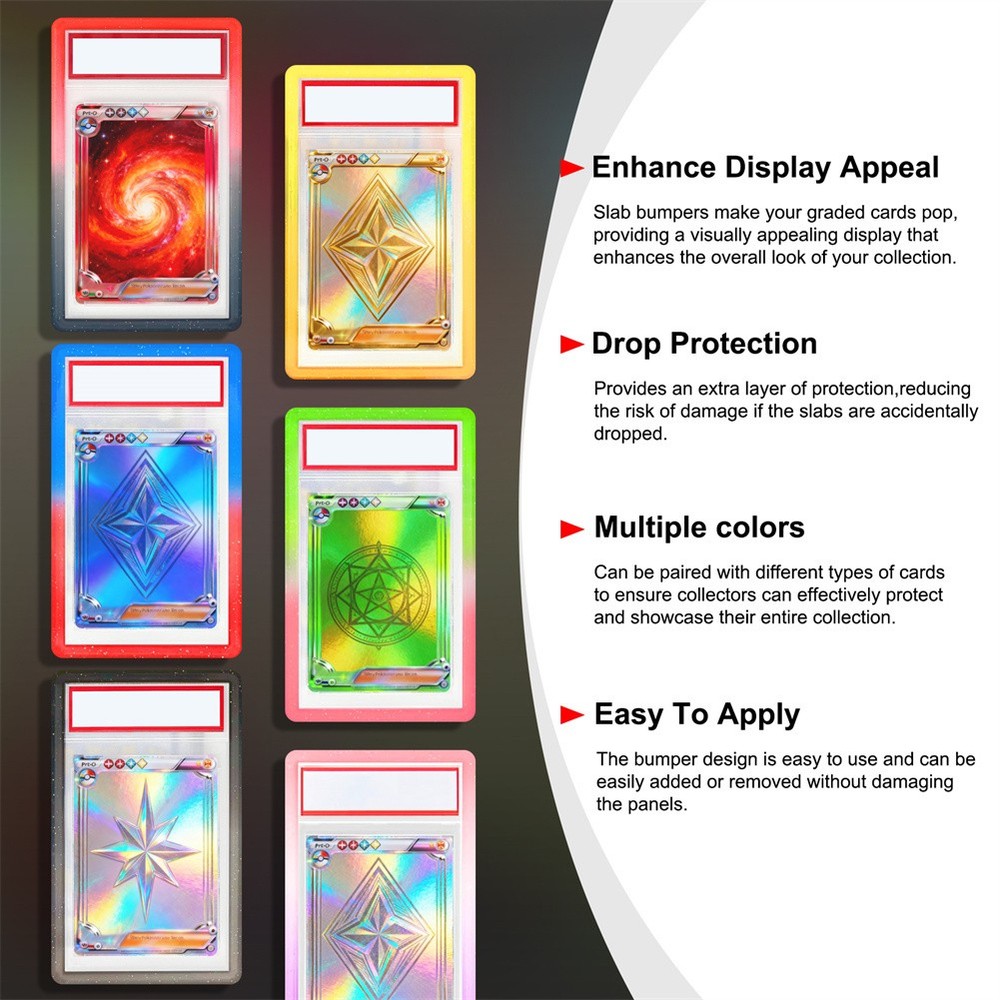 6Pcs Gradient Slab Bumper Guard Protector Skin TPU Stackable For PSA Graded Card