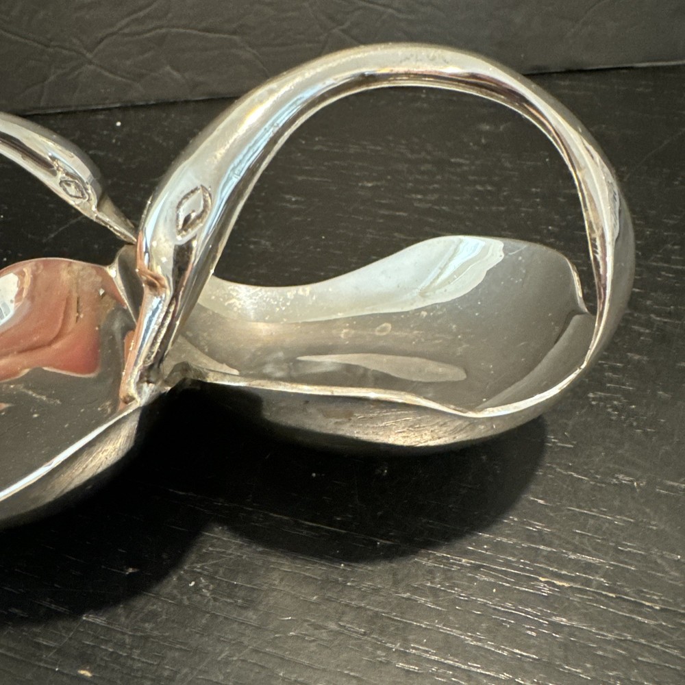 VTG Silver Plated Double Swan Trinket Dish Candy Bowl Ashtray