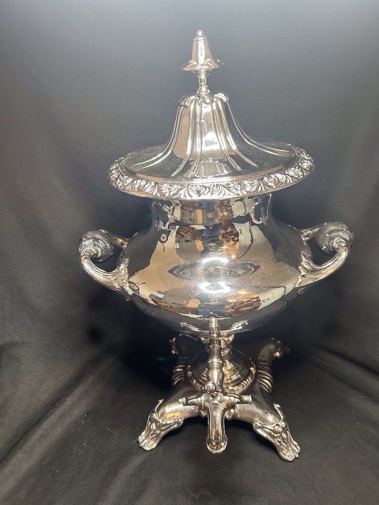 Antique Victorian Era Silver Plate Large Coffee, Tea Urn