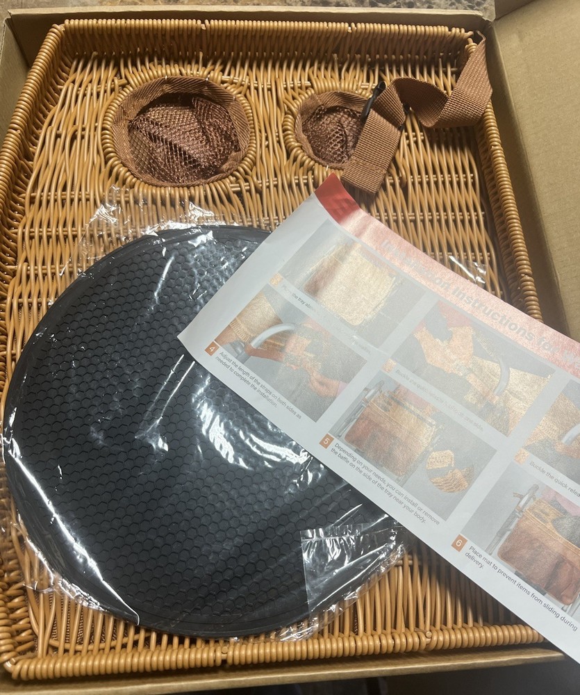 Wicker Mobility Table Tray For Folding Walker Cup Holder 3 Front Section Storage