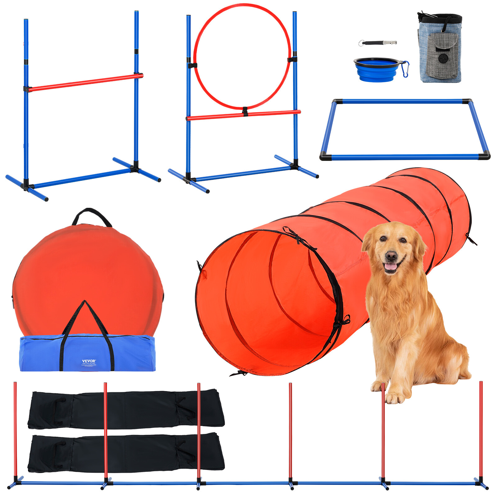 VEVOR Dog Agility Training Kit Pet Obstacle Course Equipment Backyard 5 PCS Set