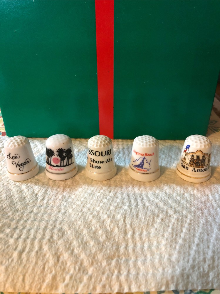collectible porcelain sewing thimbles