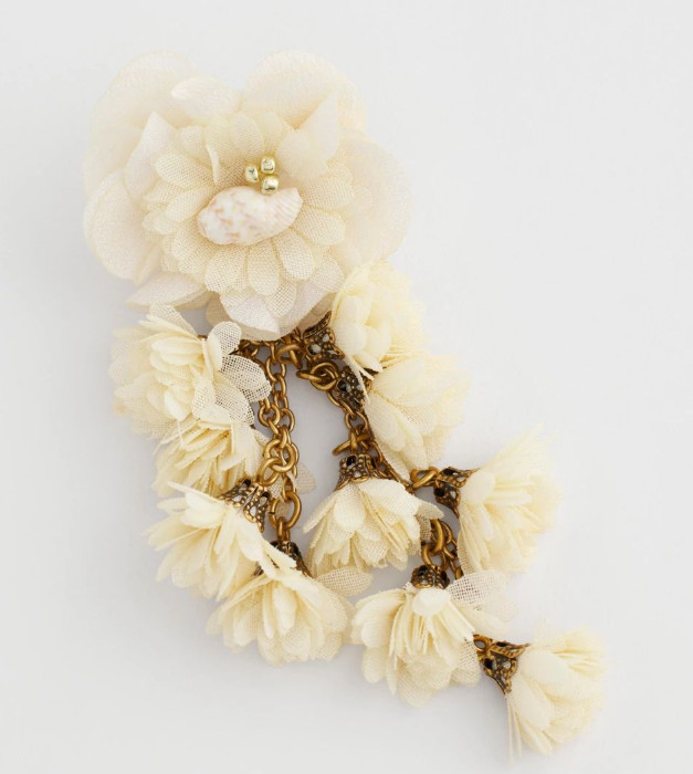 CHICO'S NO DROOP FLOWER & CONCH SHELL EARRINGS