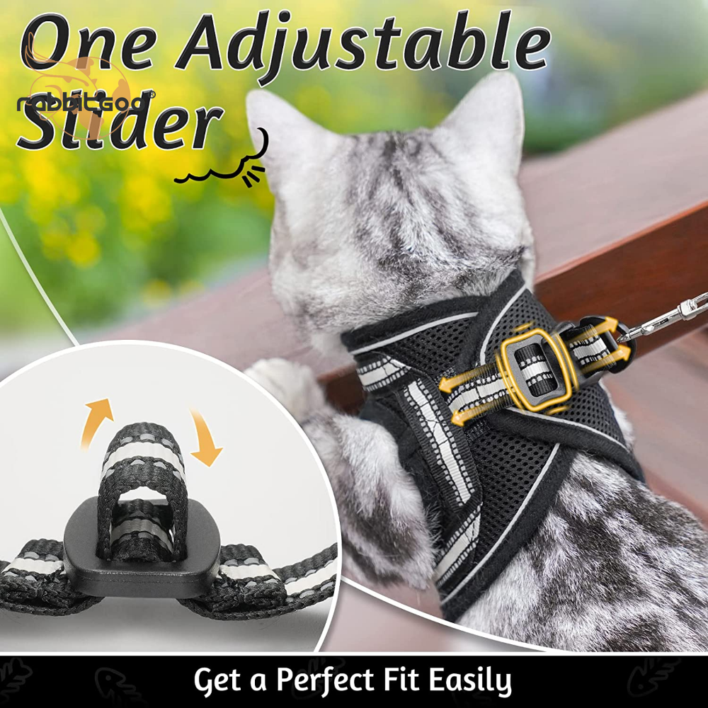 rabbitgoo Pet Cat Harness & Leash Set Dog Walking Vest Escape Proof Adjustable