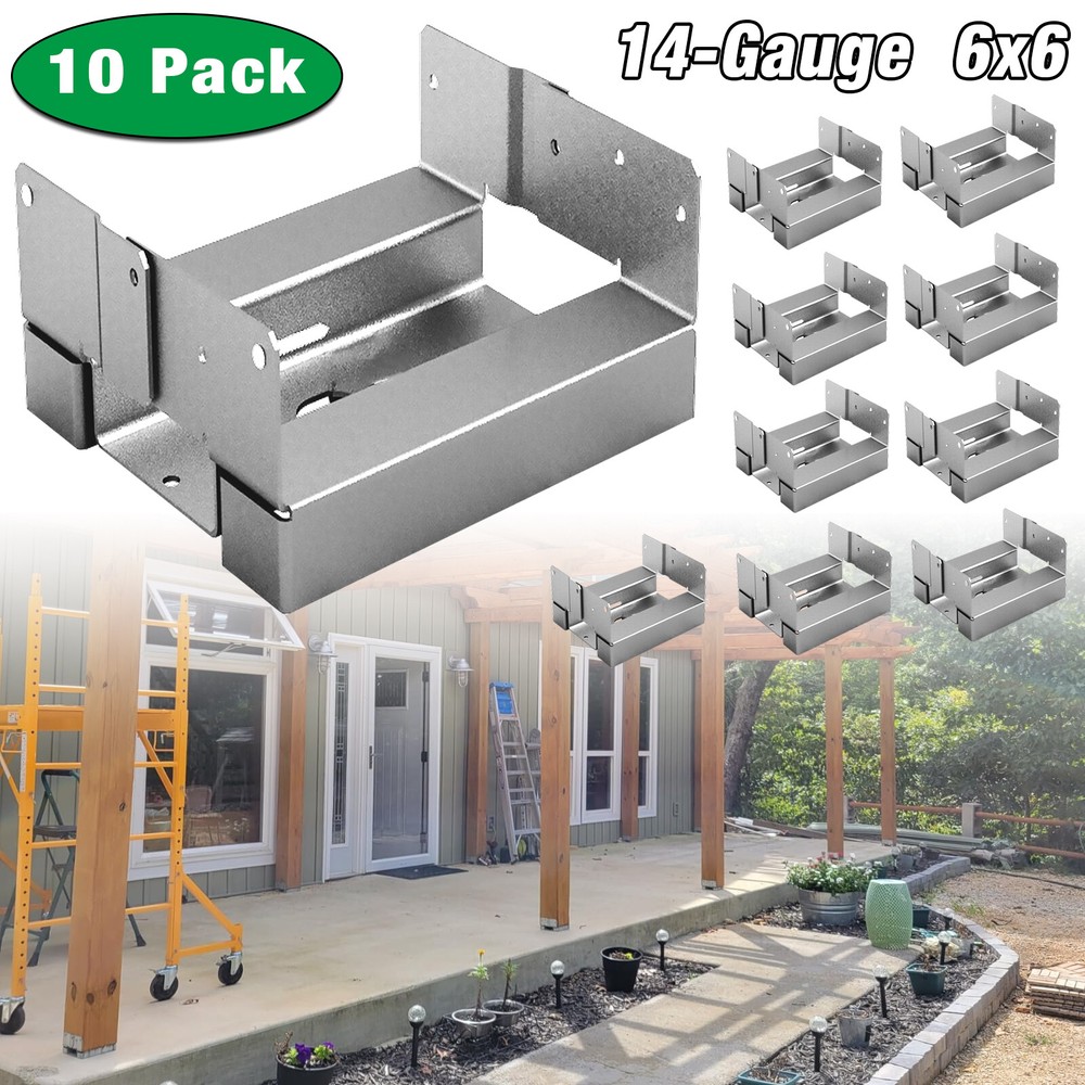 10Pcs 6x6 Concrete Deck Post Anchor Base Adjustable Metal Post Bracket Post Base