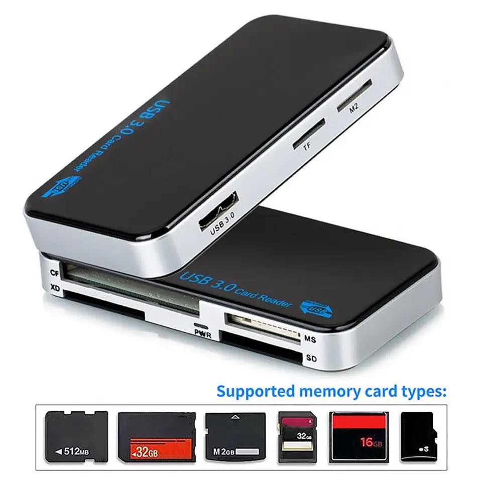 USB 3.0 Memory Card Reader Adapter 5GBPS Fit CF/TF/SD/Micro SD/XD/M2/MS Card