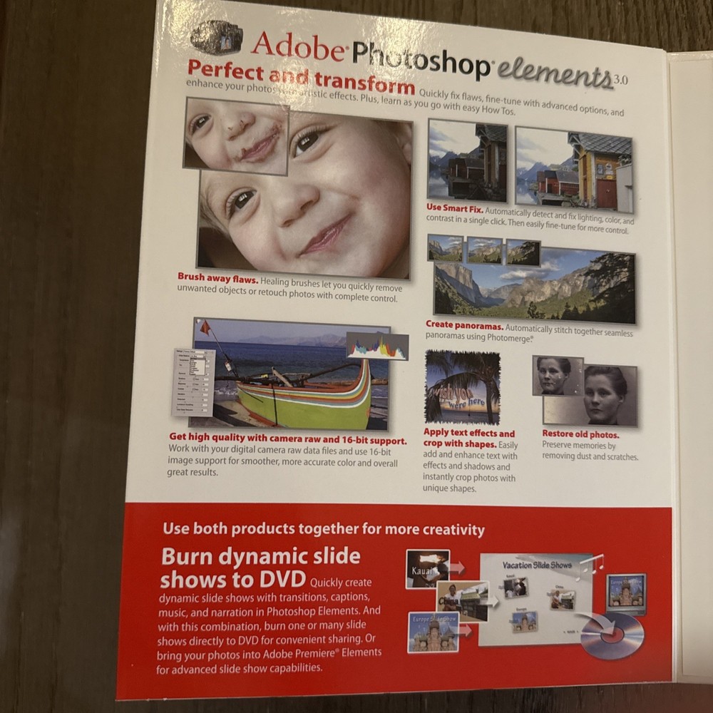 Adobe Photoshop Elements 3.0 PLUS Adobe Premiere Elements, for XP NEW SEALED!