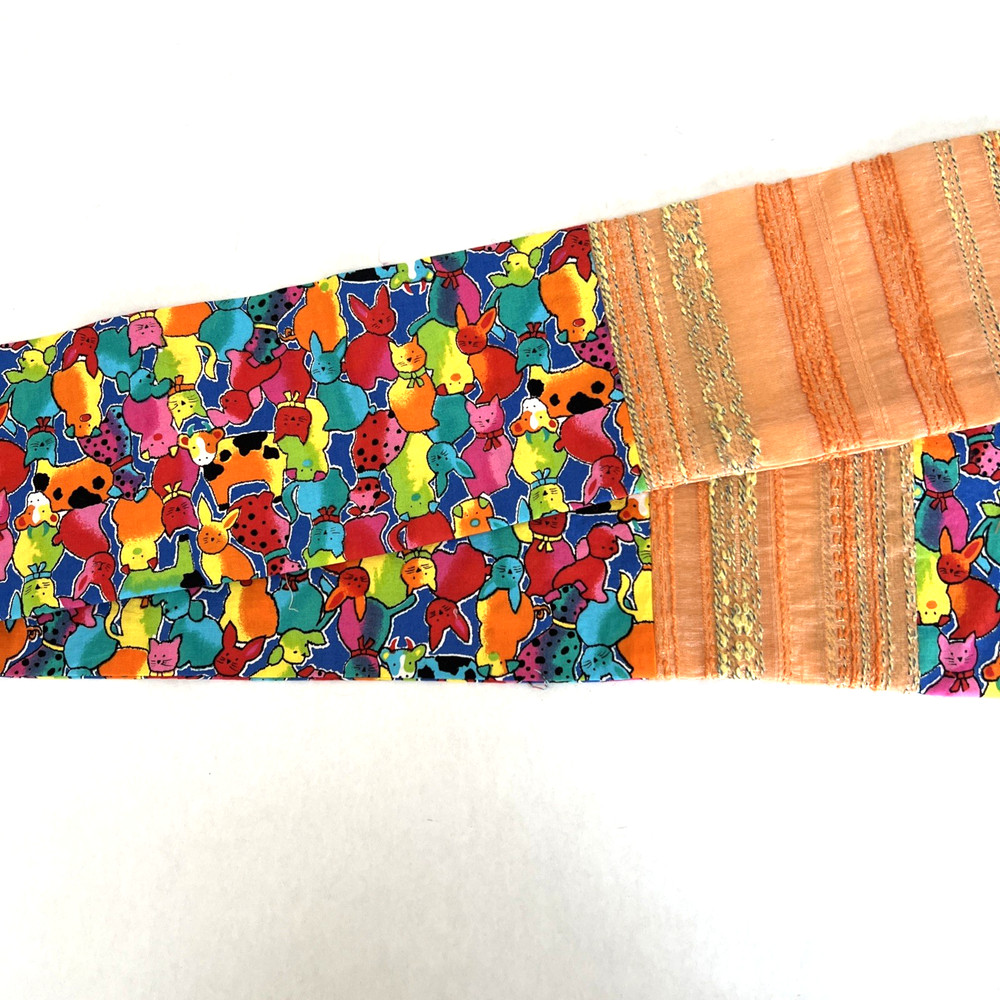 Handmade Scarf Multicolored Patchwork Pattern Animals Print