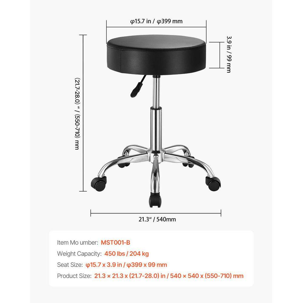 Rolling Stool with Wheels, 450 Lbs. Capacity, Round, Height Adjustable, Thickene