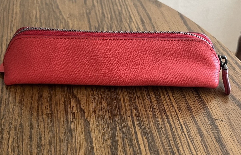 Tumi Genuine Leather Pencil Case Pen Red
