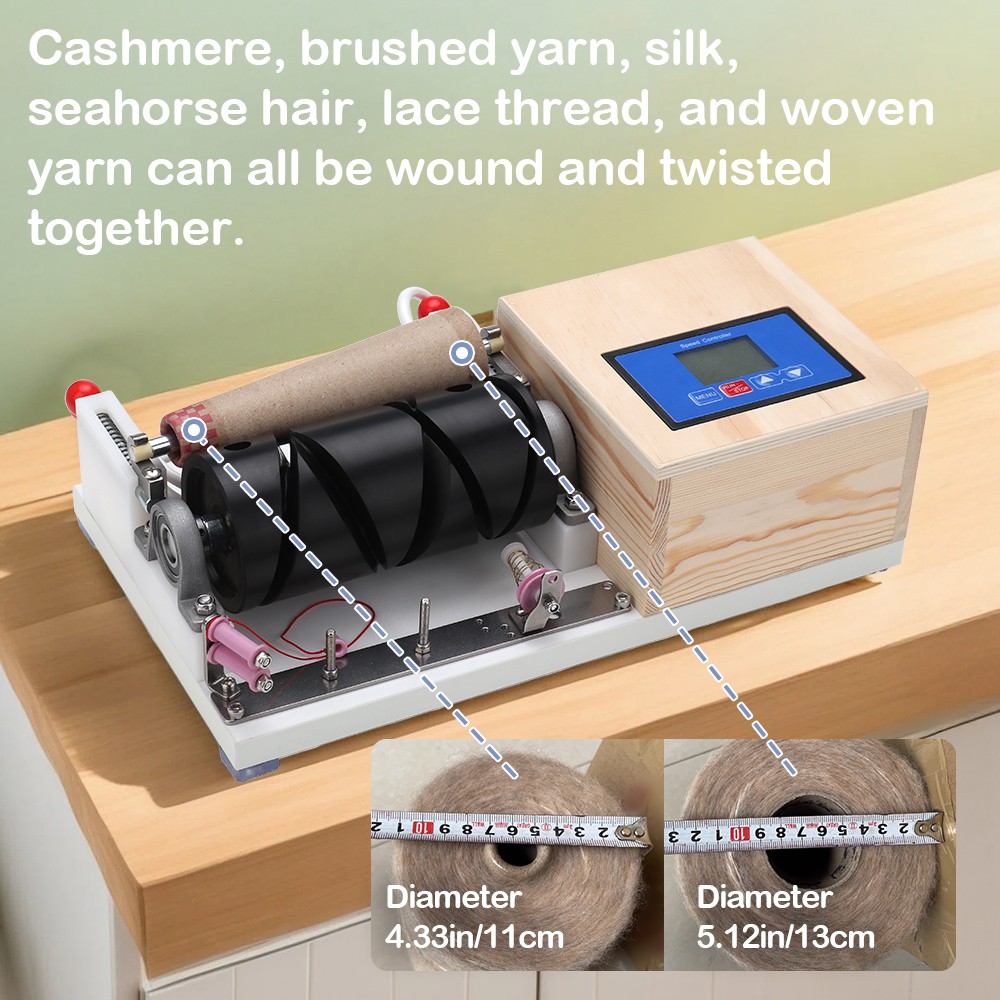 Yarn Winder Machine Wooden Cone Thread Winder With Timing & Stranding Function