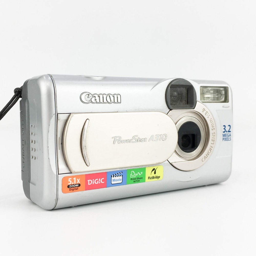 Canon PowerShot A310 3.2MP Compact Digital Camera Silver Tested Working