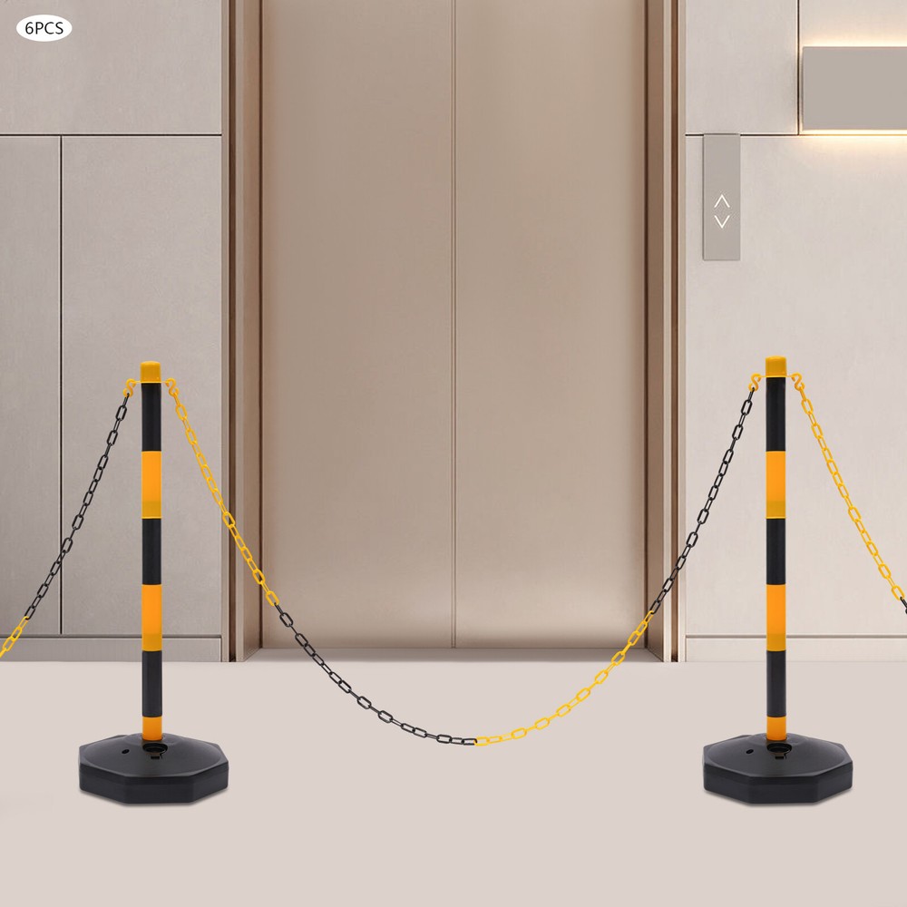 6 Packs Portable Parking Pole 33.5Inch Adjustable Delineator Post With Chains US