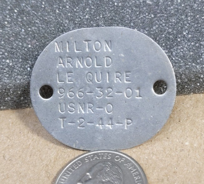 1944 WWII USNR Dog Tag Two Hole Authentic World War II T-2-44-P