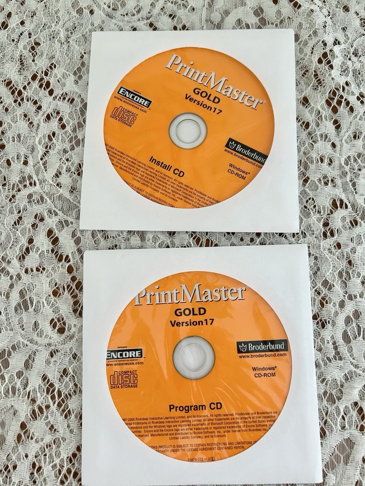 PrintMaster Gold Version 17 20th Anniv Broderbund PC Software 2000 Complete Kit