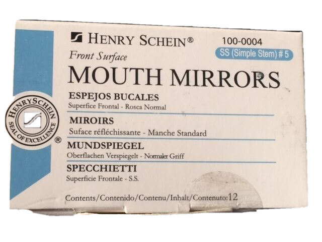 Dental Mouth Mirror front surface simple stem Henry Schein #5 12/Box , Miltex