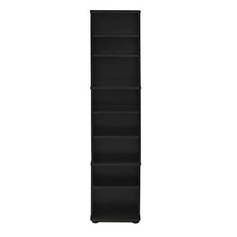 Multimedia Storage Tower Adjustable Shelves Space Saving Wood Constructed Unit