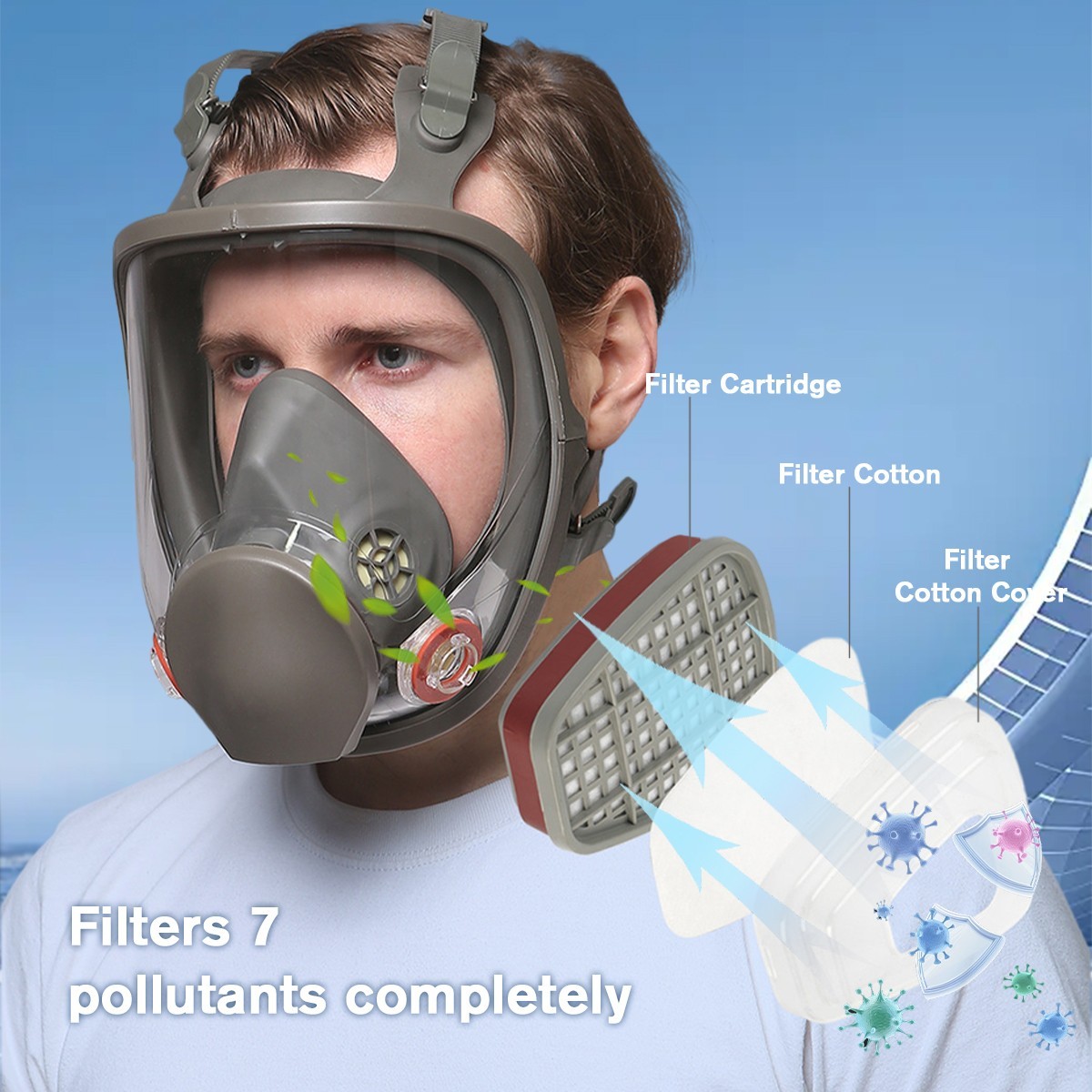 Full Face Gas Mask Painting Spraying Respirator w/Filters for 6800 Facepiece US