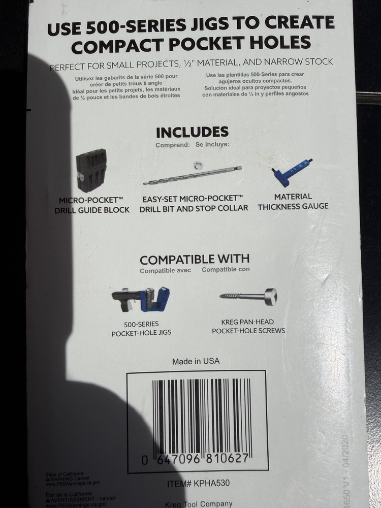 Kreg Micro-Pocket Drill Guide Kit 530 KPHA530