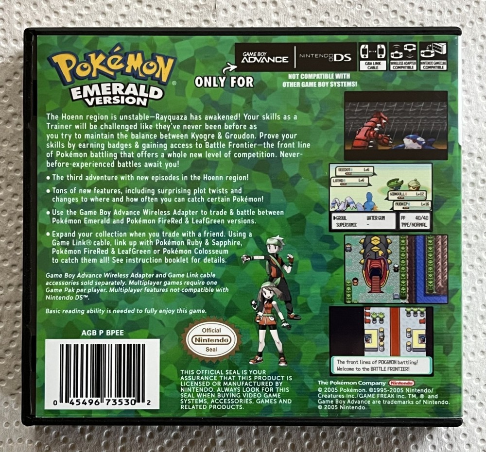 Pokemon Emerald Version Case Only Game Boy Box Pokémon Nintendo DS Case Sized