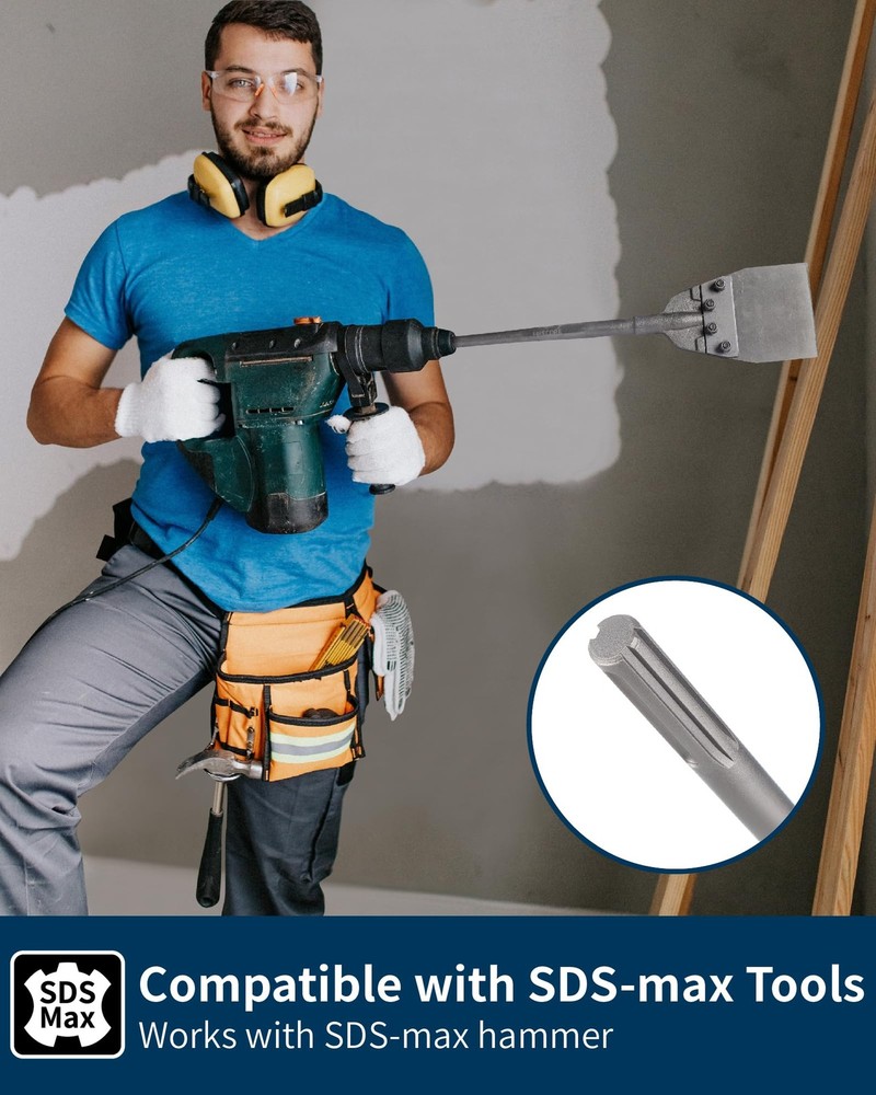 SDS Max Floor Scraper with Replaceable Blade, 6 Inch Thinset Removal Chisel B...