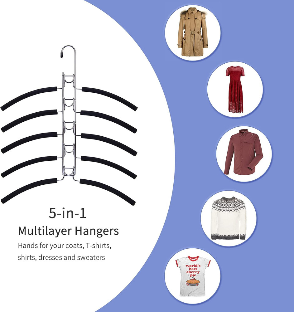 No Shoulder Bump Multiple Sweater Coat Clothes Hangers,Multi Layers Space Saving