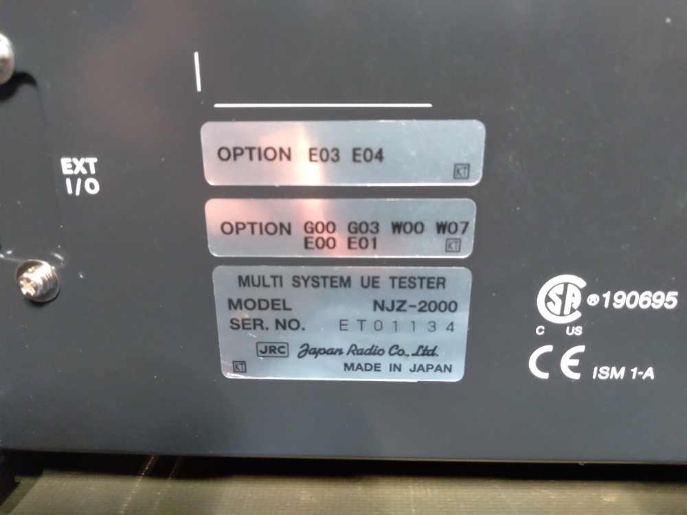 JRC NJZ-2000 Multi System UE Tester, Opts E03 E04 G00 G03 W00 W07 E00 E01