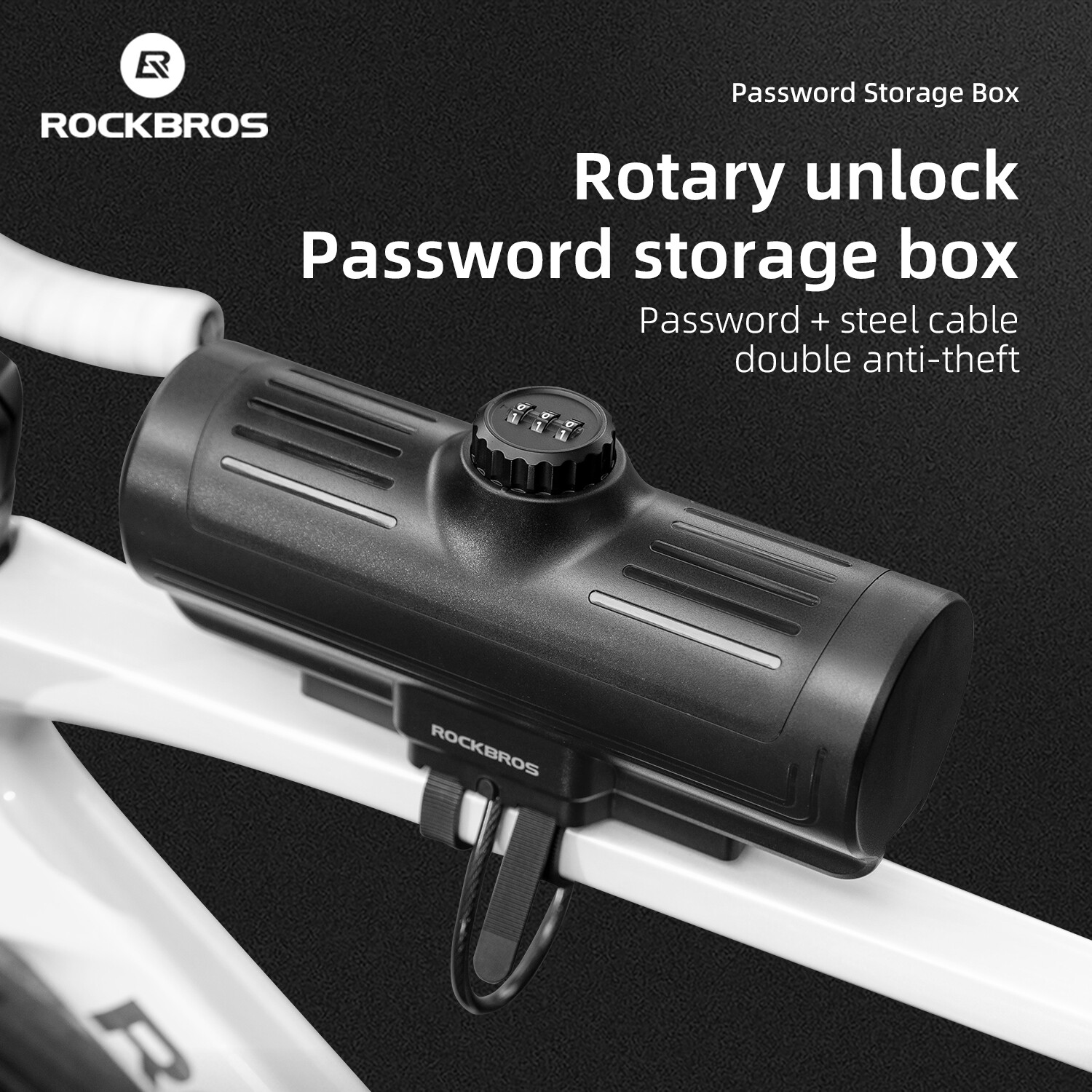 ROCKBROS Bike Password Anti-Theft Lock Box Hard Shell Key Frame Storage Bag 0.7L