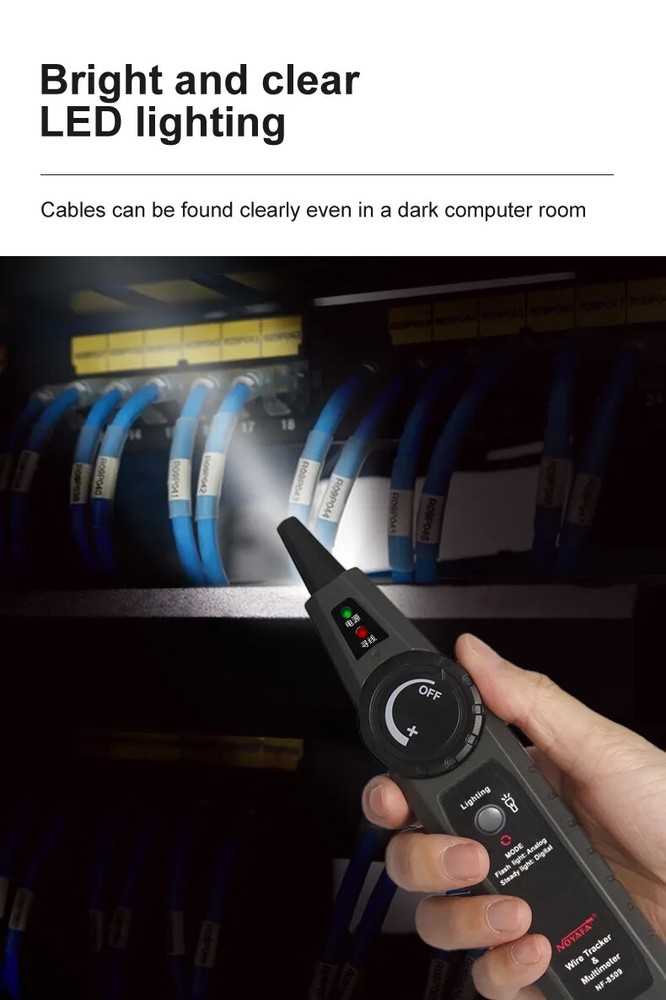 2in1 Network Cable Tester & Digital Multimeter Cable Tracker Cat5Cat6 PoE Tester