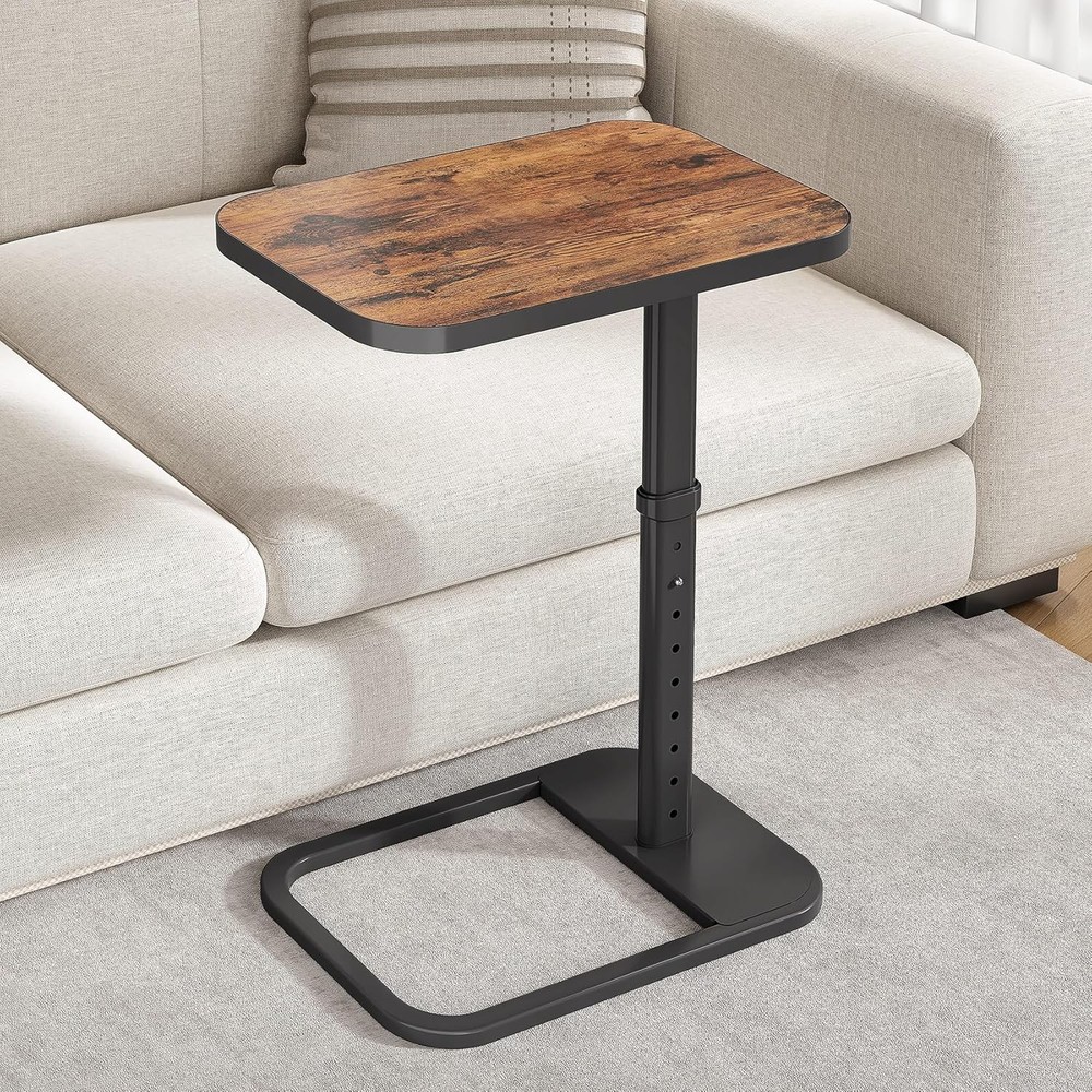 TV Tray Table Adjustable Height & Flip-Top & Rounded Metal Corners Snack Table