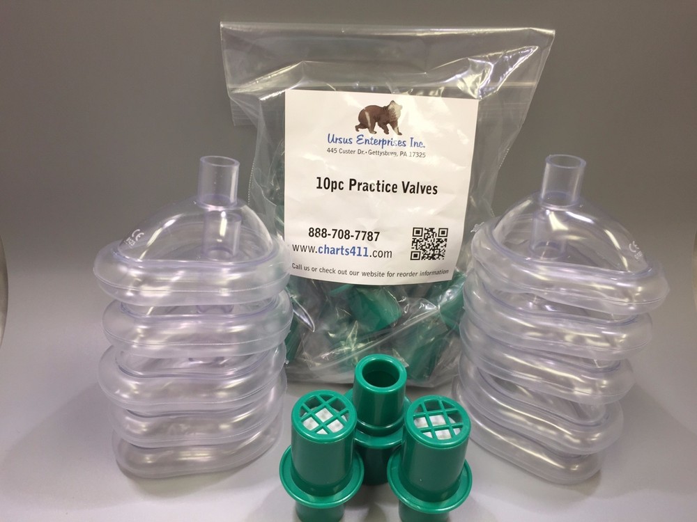 10 INFANT CPR Training Masks with 10 Training Valves