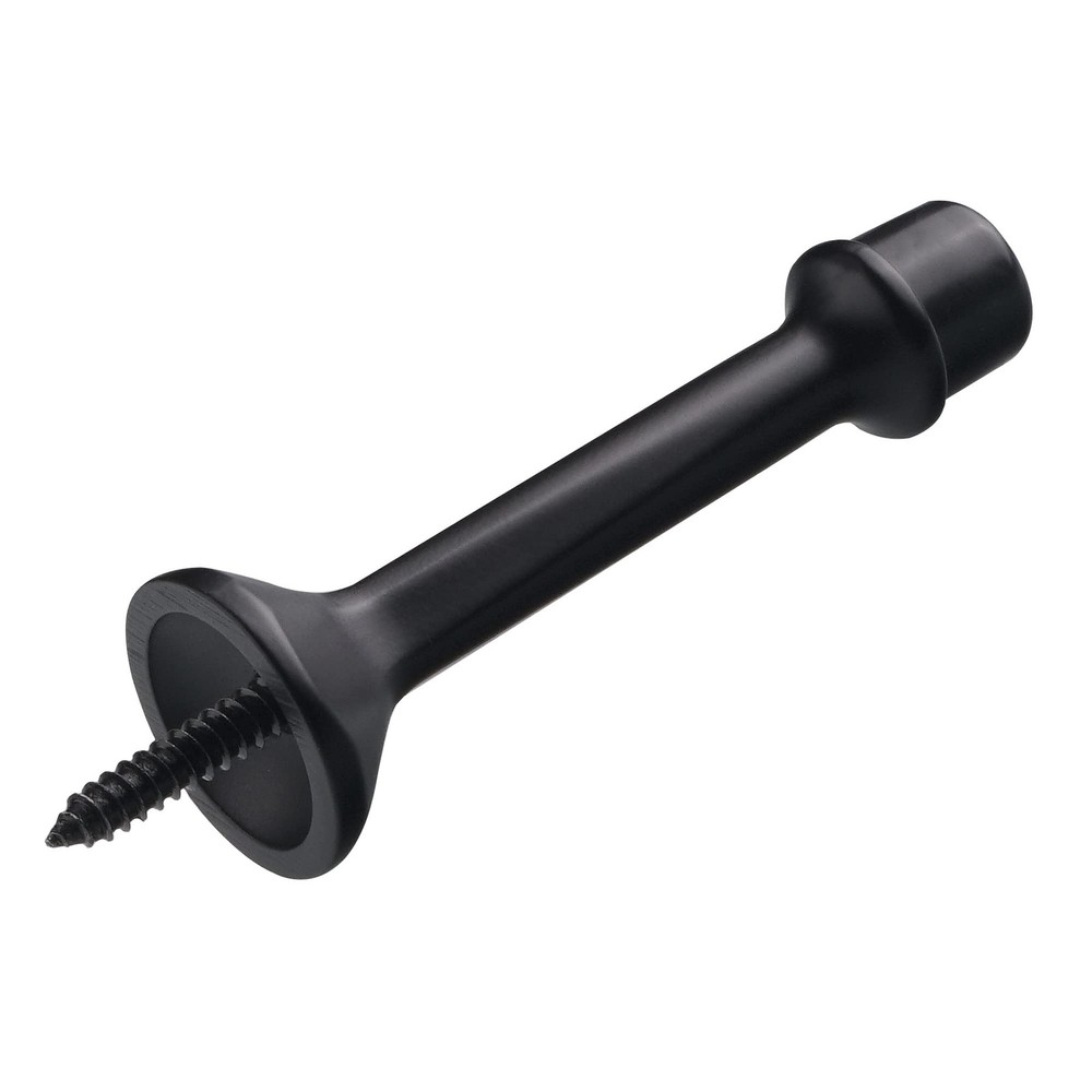 Solid Rigid Door Stop 3 Inch Heavy Duty Matte Black Rubber Tip 4 Pack