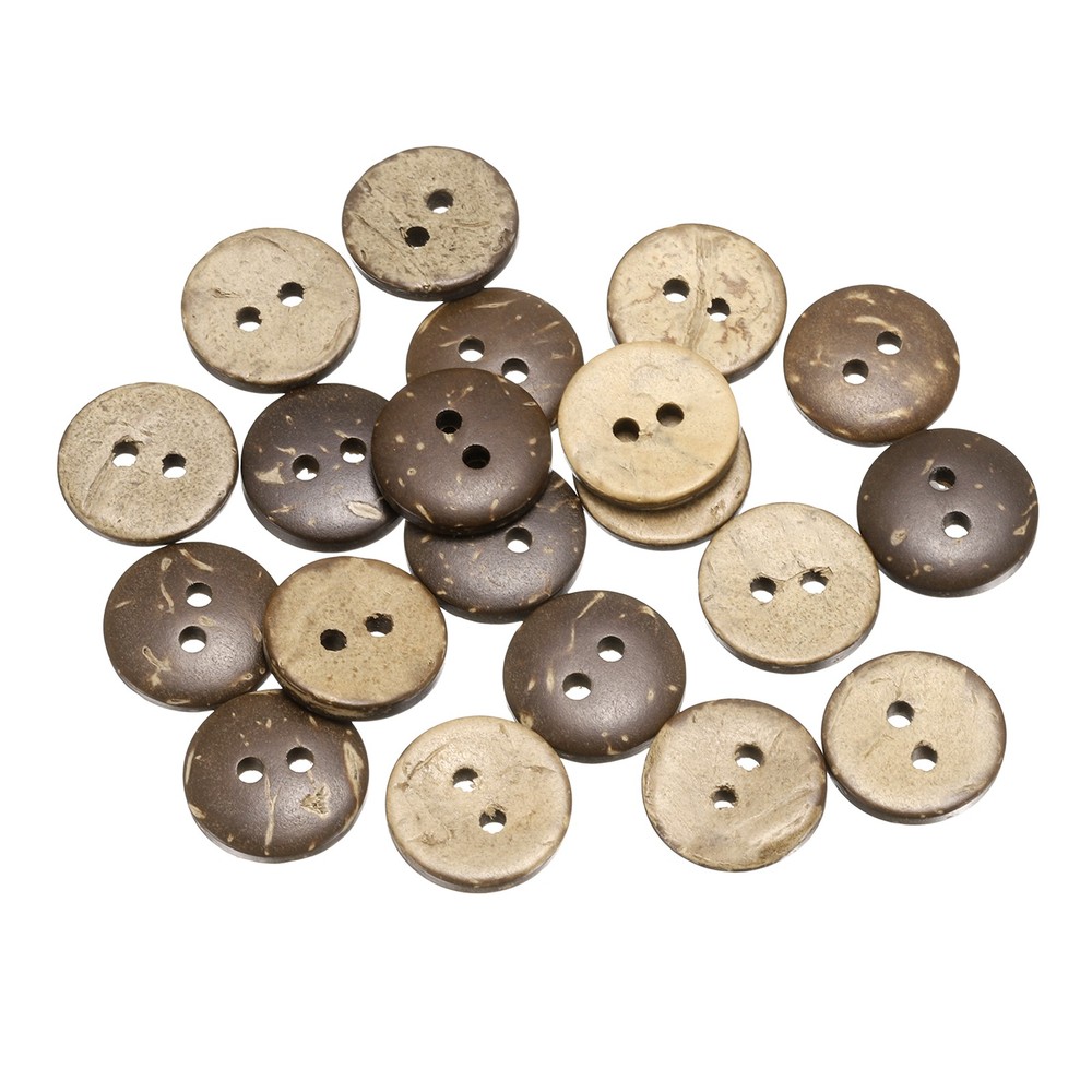20pcs Coco Shell Buttons 15mm Handmade Sewing Crafts Round Button, Brown