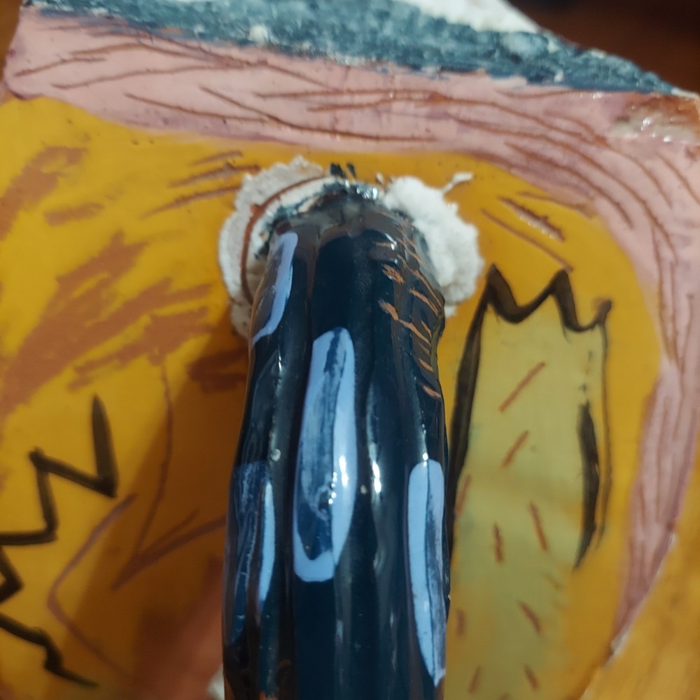 Handmade Abstract Textured Clay Wedge Pitcher